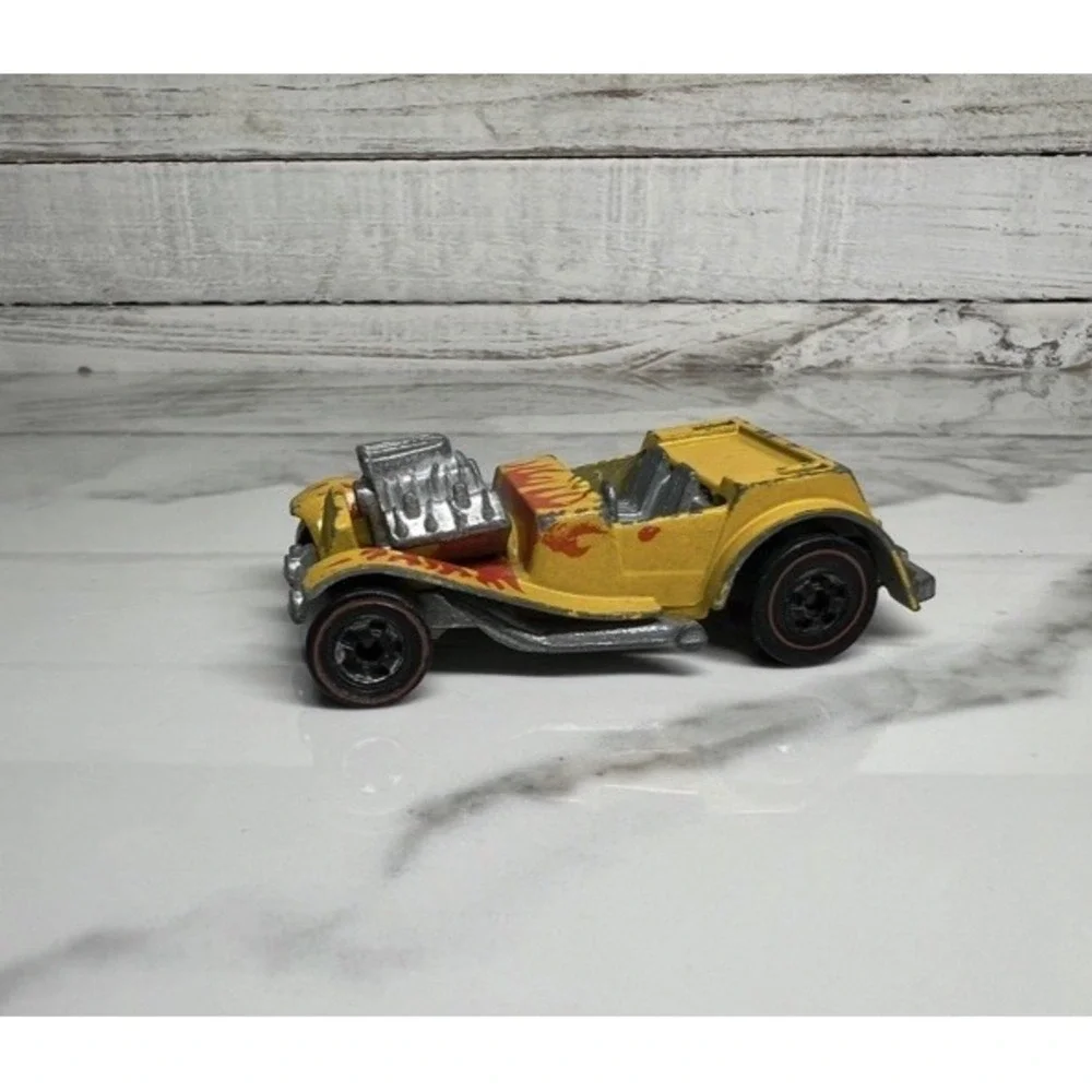 VTG 1973 Mattel Toy Hot Wheels Redline SIR RODNEY ROADSTER ~Yellow w/Flames